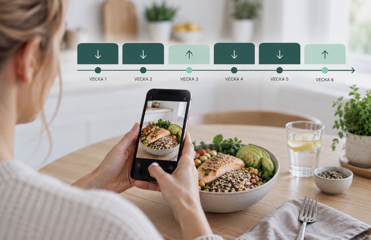 Person photographing a healthy meal with a phone